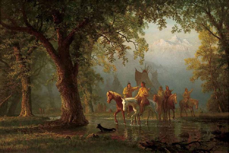 Albert Bierstadt Departure of an Indian War Party oil painting picture